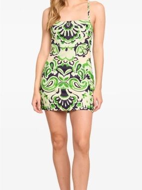 Cara Cara
Women's Green Geometric-Print Cross-Back Mini Day Dress